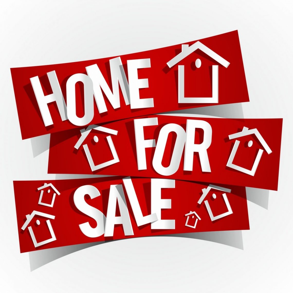 home for sale artwork in red with white letters