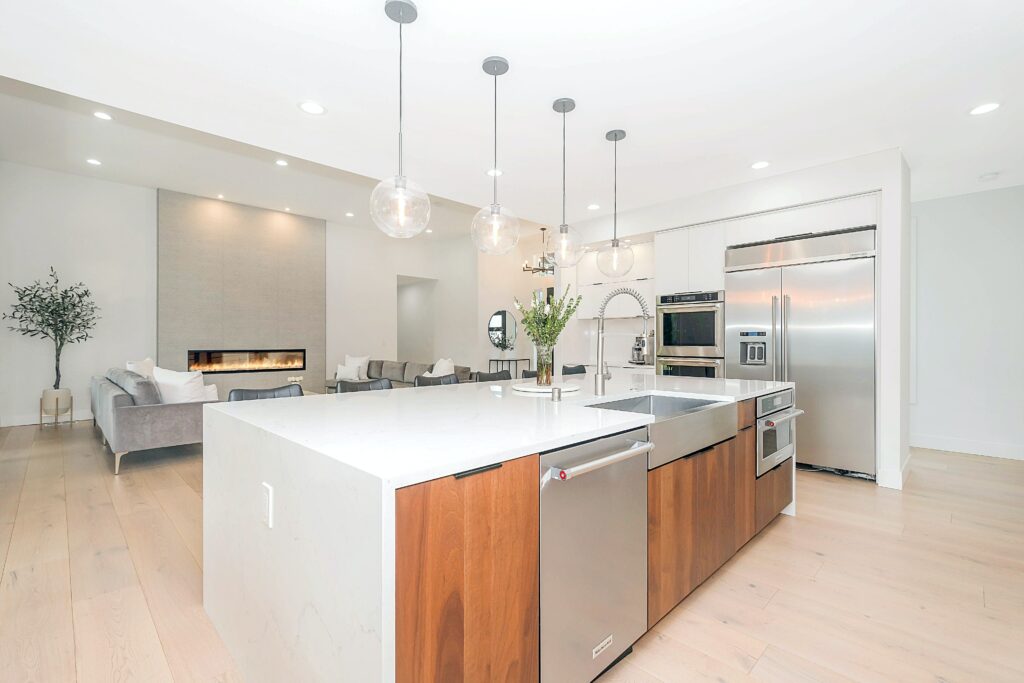 Kitchen overlooking living room